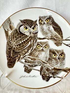 Screech Owls 1977 Limited Numbered 456 Collector Plate Germany John A Ruthven